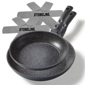 STONELINE&reg; Flex Set de 2 Po&ecirc;les &agrave; Frire 24/28cm avec Poign&eacute;e Amovible & Protecteurs - adapt&eacute;e &agrave; lInduction - Rev&ecirc;tement
