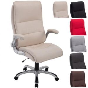 CLP Chaise de Bureau XXL Villach en Tissu- Poids Maximum supporté 150 kg accoudoirs Ajustables différents Coloris Crème