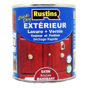 Rustins - Ext&eacute;rieur lasure + Vernis pour bois - s&eacute;chage rapide - Acajou fini Satin&eacute; - 15m&sup2;/L 500ml