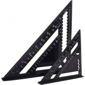 Equerre Menuisier Multifonctions 18cm et 30cm M&eacute;tal Aluminium Triangle R&egrave;gle &Eacute;querre Trusquin Guide Raporteur Angle 45 90