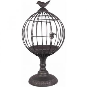 Cage à Oiseaux - Jardin Botanique - Métal Noir - Intérieur - 23x23x425cm - Gris Foncé
