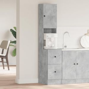 Moderne Meuble Colonne de cuisine - Armoire de Cuisine Gris B&eacute;ton 35x50x180 cm Bois Agglom&eacute;r&eacute; FR(27083656)