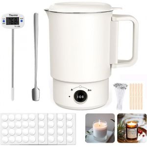 Kit Fondoir cire Bougie Electrique avec Thermom&egrave;tre Machine Fondre Cire Bougie DIY Kit Bougie a Faire Soi Meme Adulte de 800 ML