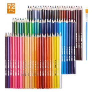 Crayons de couleur aquarellables - 72 couleurs - Pr&eacute;-taill&eacute;s - Pour enfants - Mixte