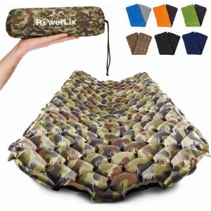 Tapis de Couchage Gonflable - POWERLIX - Camouflage - Ultra l&eacute;ger - Sac de transport inclus - 100% &eacute;tanche