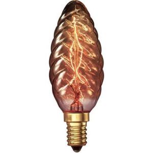 Ampoule Halog&egrave;ne Flamme D&eacute;co torsad&eacute;e Vintage 25W E14 170Lm