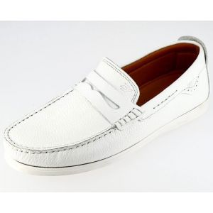Mocassin homme de ville en Véritable cuir blanc