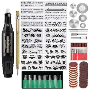 107 Pcs Trousse &agrave; Outils de Gravure Stylo Graveur Filaire Multifonctionnel Outil Rotatif Bricolage pour Bijoux Verre Bois