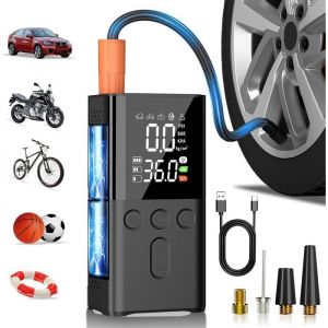 FLEUVE - Compresseurs dair portatifs - Compresseur 10000mAh 150Psi Mini Gonfleur V&eacute;lo Voiture Portable Noir