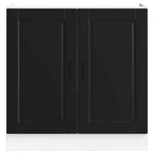 Caisson de cuisine Noir - LEMON&reg; Meuble bas pour &eacute;vier Porto noir 80x46x815cm - Bois ing&eacute;nierie 516 - Soldes