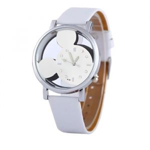 Montre - Femme/Enfant - Motif - Mickey - Cuir - Blanc - Acier - Inoxydable - 23 cm