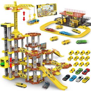 Garage Voiture Enfants  MARSEE Parking Voiture Enfant 4 Etages Garage et 1 Ravitaillement pour Garçon 4 5 6 7 8 9 10 Ans