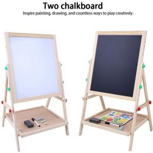 Tableau Chevalet Multifonctions 2 en 1 en bois Double Face Planche &agrave; Dessin dArt pour Enfant sur Pied- Tableau Blanc et Tableau N