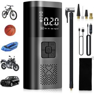 Compresseur à Air Portatif Mini Pompe a Velo Electrique Gonfleur Electrique Pneu sans Fil 4 Modes pour VoitureVeloMotoBalle