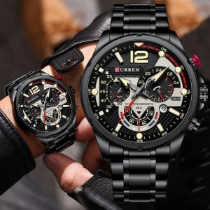 CURREN Casual Hommes Montre Business Chronographe Étanche En Acier Inoxydable Montre De Luxe De Mode Quartz Montre Pour Hommes