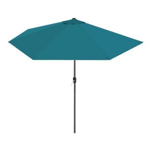 Demi-parasol de jardin coloris bleu parasol de balcon avec manivelle - Diam&egrave;tre 270 x Profondeur 135 x Hauteur 230 cm