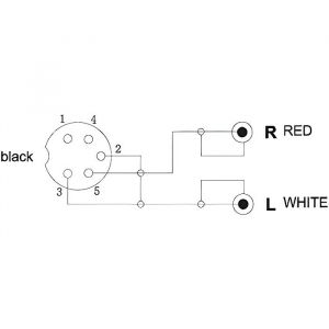 Adaptateur audio Din femelle 5 pôles vers 2xRca