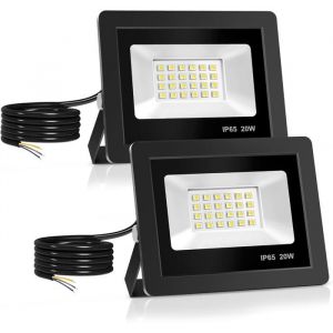 20W Projecteur LED Spot avec 24 LEDs Eclairage Exterieur IP65 Etanche 6000K mural pour Jardin (2PCS) [Classe &eacute;nerg&eacute;tique E]