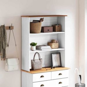 Buffet bas - JILI - Blanc Hutch ASKIM - pour salon - Blanc 91 x 30 x 104 cm Bois massif en pin FR114