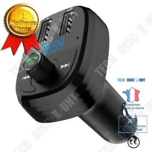 TD® Transmetteur FM Bluetooth 4.2 Kit de Voiture sans Fil Autoradio MP3 Mains Libres Double Port USB Micro SD-TF pour Smartphone