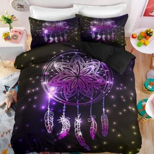 Attrape-r&ecirc;ve color&eacute; boh&eacute;mien Parure de lit 3 pieces 1 housse de couette 200*200cm et 2 taies doreillers 63*63cm