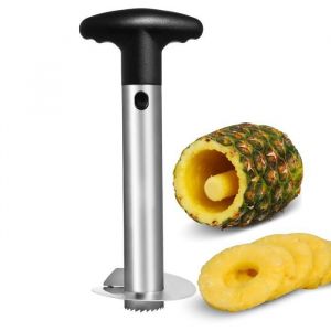 Coupe-ananas vide-ananas avec lame en acier inoxydable de qualit&eacute; alimentaire et poign&eacute;e en ABS &eacute;plucheur dananas 24 cm noir