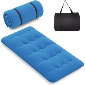 COSTWAY Matelas Futon Japonais 90x200CM - Surmatelas Amovible Matelas de Sol Pliable - Maison Camping-car Dortoir - Bleu