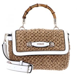 Sac à épaule bandoulière - GUESS - Siria Top Handle Flap Bag - Marron - 22x17x9 cm - Fermeture aimantée