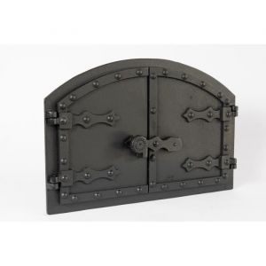 SEZAM Porte de four double en fonte avec loquet de porte aspect rivet porte de four à pizza - four pain - porte de four en pierre