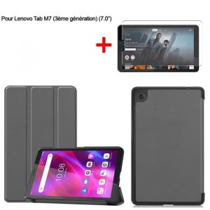 Housse pour tablette - Lenovo - Tab M7 (3&egrave;me g&eacute;n&eacute;ration) - PU Cuir - Antichoc - Film de protection