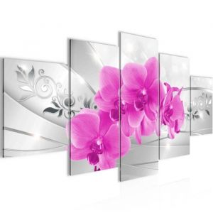 Runa art Tableau D&eacute;coration Murale Fleurs Dorchid&eacute;e 200x100 cm - 5 Panneaux Deco Toile Pr&ecirc;t &agrave; Accrocher 210751c