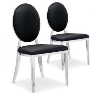 Chaises Médaillon Simili tatianna 90cm Noir - Paris Prix - Lot de 2 - Design & Elegant