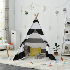 Tente tipi pliable pour enfants - Tente de jeu pour filles et garçons - Toile blanche - Jouet pour lintérieur et lextérieur -