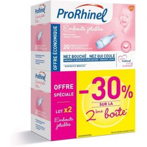 Prorhinel Embouts Jetables Mouche B&eacute;b&eacute; x20 Embouts Souples Pour Nez Bouch&eacute; et Qui Coule Doux Hygi&eacute;nique Lot de 2x2011