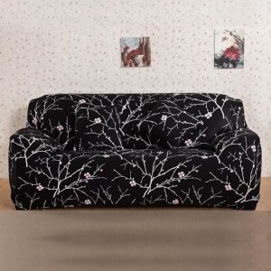 Housse Revêtement de Canapé Tissu Élastique Extensible Floral pour Canapé de 3 Places
