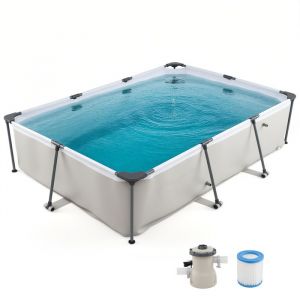 Piscine Hors Sol Rectangulaire - RELAX4LIFE - 3X2M - Piscine Tubulaire 3701L - Parois en PVC &agrave; 3 Couches - Pompe et Filtre