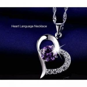 Collier femme plaqu&eacute; argent avec pendentif c&oelig;ur - Heart Language - Cristaux Swarovski - Argent&eacute;