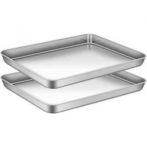 Plateau Inox Rectangulaire Plaque &Agrave; P&acirc;tisserie Plaque Four Antiadh&eacute;sive Plaque De Cuisson Pour La Maison Cuisine Barbecue Lot