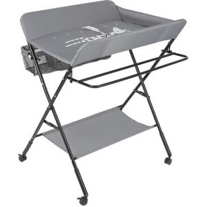Table à Langer - Bébé - Hauteur Réglable - Roulettes - Gris
