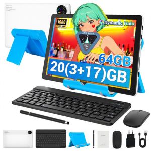 Tablette 10.1 Pouces avec Stylet Clavier Souris et Support R&eacute;glable 20 Go RAM 64 Go Android 15 5000 mAh WiFi BT 5.4 Argent