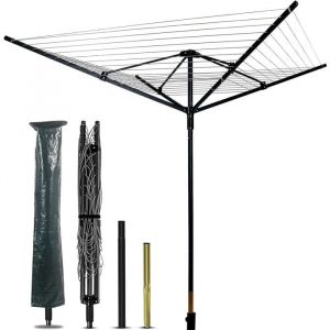Séchoir À Linge Rotatif ExtérieurDe Type ParapluieAvec Douille De FondHousse De Protection50mCorde À Linge StablePour Le Jar