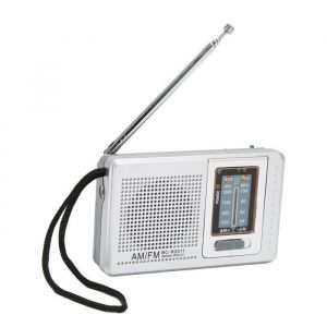 Radio de poche portable - KIMISS - AM/FM - Design classique - Gris argent - Aliment&eacute;e par batterie