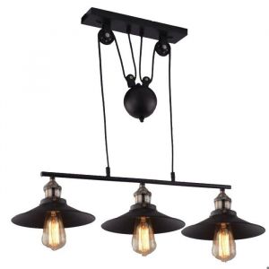 3 Lumi&egrave;res Retro Lustre Suspesion E27 40W Abat-jour Metal Style Industrielle Eclairage pour Cuisine Salon Restaurant Noir