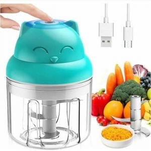 Mini Hachoir &Eacute;lectrique Multi Moulinette 250ml Mixer Blender Avec Design Acier inoxydable 3 Lames Presse Ail Hachoir HACHOIR MANUEL