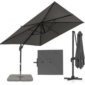 Parasol de Jardin Ext&eacute;rieur - RELAX4LIFE - Base en Croix - 8 Baleines - 5 Angles R&eacute;glables - Parasol D&eacute;port&eacute; 24X24M - Gris