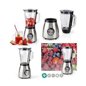 Blender - INOX - 800W - 15L - 2 Vitesses - Bol en Verre Transparent