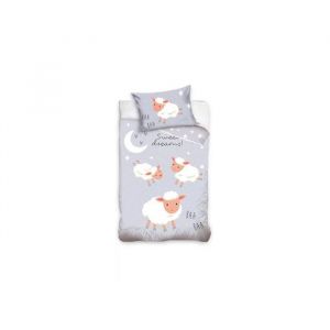 Parure lit Housse de couette réversible  Mouton  100% coton pour bébé 90 x 120 cm sheep