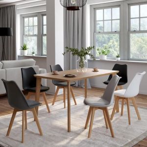 IDMARKET Lot de 6 chaises scandinaves SARA mix color gris clair blanc gris foncé x2 noir x2