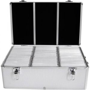 Valise de rangement - Mediarange - 500 CD/DVD - Aluminium - 2 poign&eacute;es - Pochettes num&eacute;rot&eacute;es