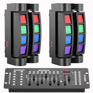 UKing 2PCS 120W Lyre LED RGBW DMX 4 en 1 Disco Lumi&egrave;re daraign&eacute;e Lumi&egrave;re de Sc&egrave;ne Jeux de Lumi&egrave;re Avec Console 192 Canaux